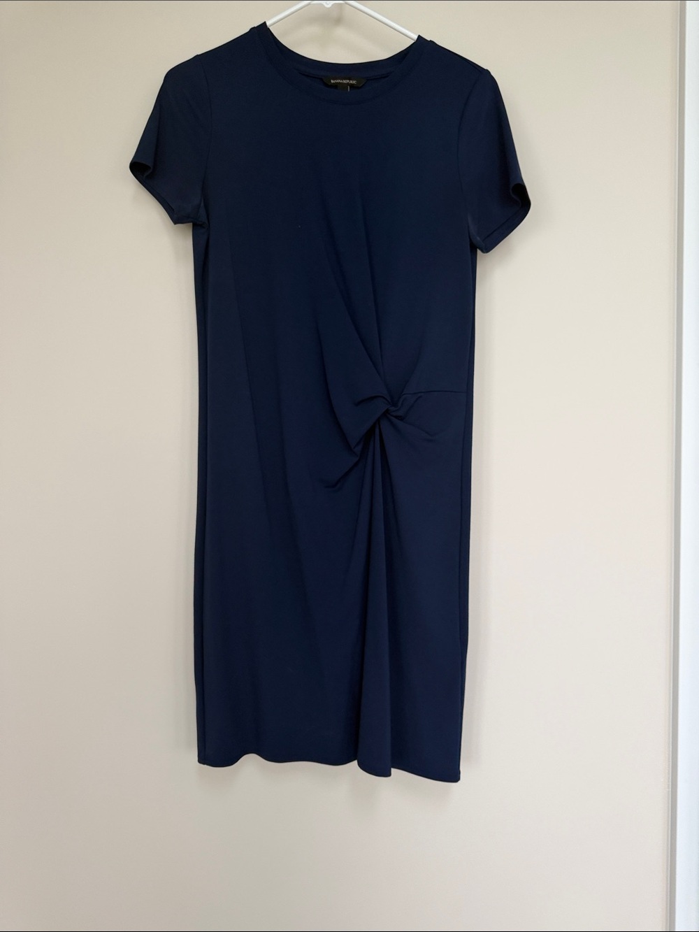 Banana Republic Navy Twist-Knot Short Sleeve Midi Dress